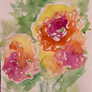 Vibrant Floral Watercolor Art abstract hand painted small unframed